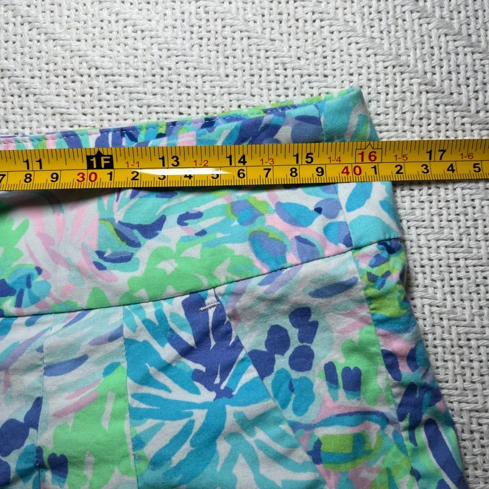 Lilly Pulitzer Shorts Blue Green Pink Floral Tie Waist Size 6